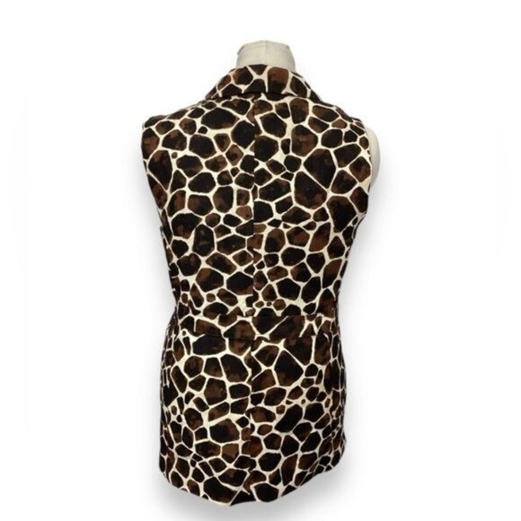 Calvin Klein Women’s Animal Print Button Front Belted Vest, Brown, size 10 - Picture 4 of 8